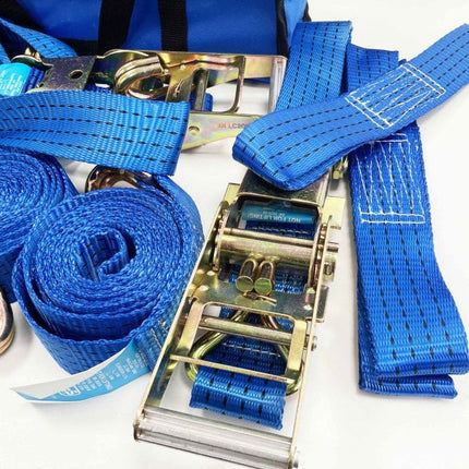 Car Transporter Set 16PC Includes Ratchet Tie Downs And Choker Straps - Toolzone KDPTD068