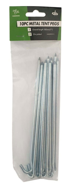 Metal Tent Pegs 180mm x 5mm Pack Of 10 - Toolzone KDPTL004