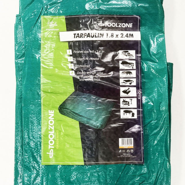 Tarpaulin 1.8m x 2.4m Polyethylene With Eyelets - Toolzone KDPTL007