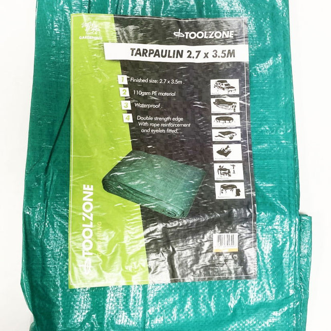 Tarpaulin 2.7m x 3.5m Polyethylene With Eyelets - Toolzone KDPTL008