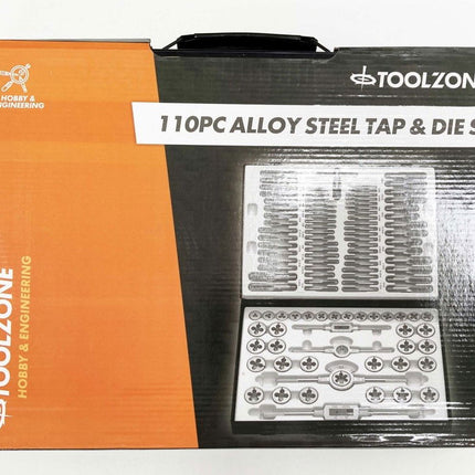 Tap And Die Set 110 Piece Alloy Steel With Wrenches - Toolzone KDPTP096