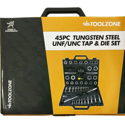 Tap And Die Set Unf/unc 45 Piece Tungsten - Toolzone KDPTP100