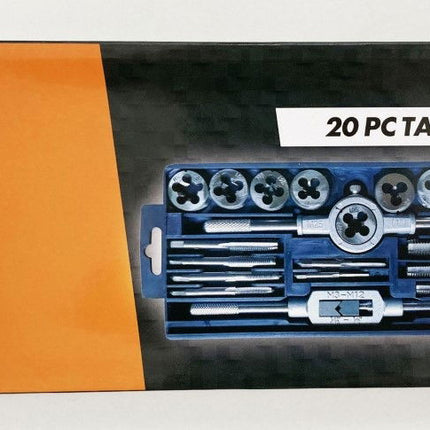 Tap And Die Set 20 Piece Carbon Steel Metric M3-M12 - Toolzone KDPTP101