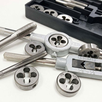 Tap And Die Set 20 Piece Carbon Steel Metric M3-M12 - Toolzone KDPTP101