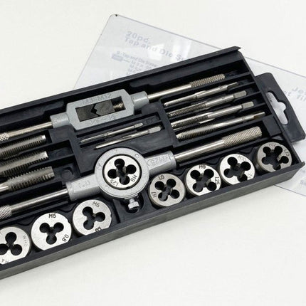 Tap And Die Set 20 Piece Carbon Steel Metric M3-M12 - Toolzone KDPTP101