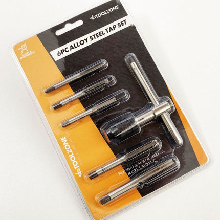 Tap Wrench Set 6 Piece With Metric Taps M6-M12 Alloy Steel - Toolzone KDPTP108