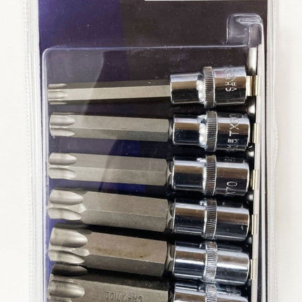 Star Bits Set 6 Piece 1/2 Drive T55-T100 100mm - Toolzone KDPTX036