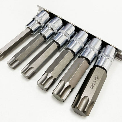 Star Bits Set 6 Piece 1/2 Drive T55-T100 100mm - Toolzone KDPTX036