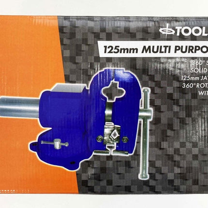 York Vice Rotating Body Pipe Clamp 5 125mm Jaw 360° Swivel Base - Toolzone KDPVC015