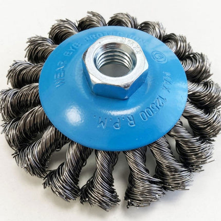 Semi Flat Knot Wire Wheel 4 M14 - Toolzone KDPWB005