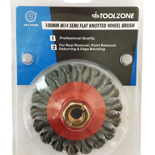 Semi Flat Wire Wheel Professional M14 100mm - Toolzone KDPWB006