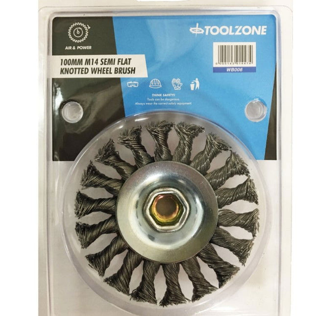 Semi Flat Wire Wheel Professional M14 100mm - Toolzone KDPWB006