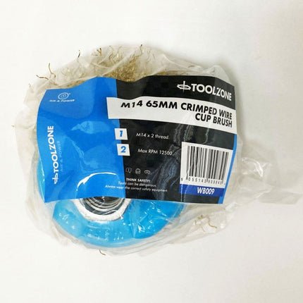 Crimped Wire Cup Brush 65mm M14 Thread - Toolzone KDPWB009