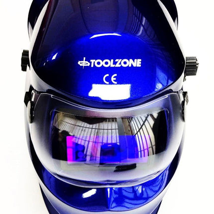Auto Darkening Welders Helmet Blue Variable Control - Toolzone KDPWH010B