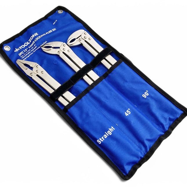 Locking Plier Set 3 Piece 15 Straight 45 Degree 90 Degree - Toolzone KDPWR119