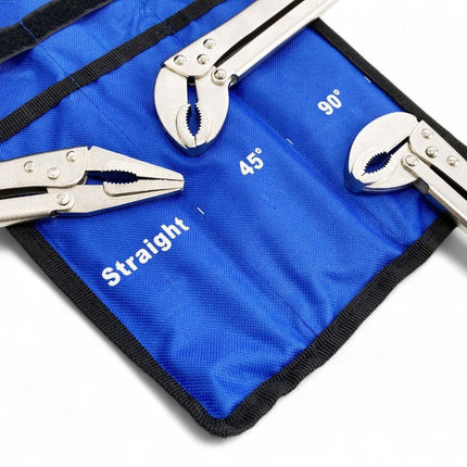 Locking Plier Set 3 Piece 15 Straight 45 Degree 90 Degree - Toolzone KDPWR119