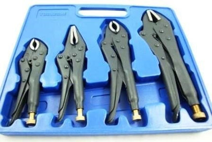 Lock Pliers Set Black 4 Piece 5 7 Curved Jaw 6 Long Nose 10 Straight Jaw - Toolzone KDPWR132