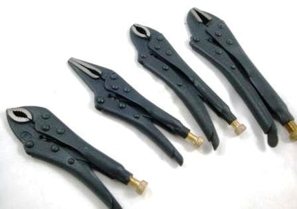 Lock Pliers Set Black 4 Piece 5 7 Curved Jaw 6 Long Nose 10 Straight Jaw - Toolzone KDPWR132