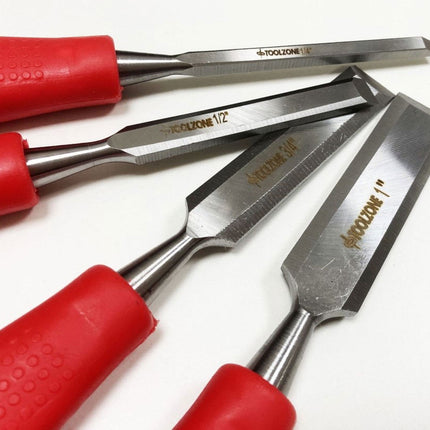 Chisel Set Plastic Handle 4PC 1/4, 1/2, 3/4, 1 - Toolzone KDPWW040