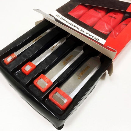 Chisel Set Plastic Handle 4PC 1/4, 1/2, 3/4, 1 - Toolzone KDPWW040