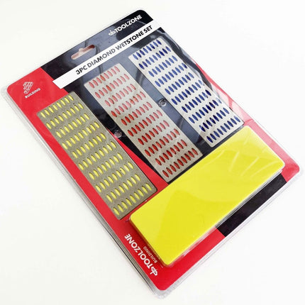 Whetstone Diamond 3PC 6 x 2 180 280 400 Grit With Holder - Toolzone KDPWW069