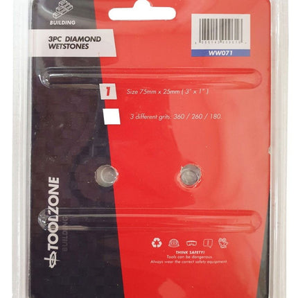 Whetstone Diamond 3PC 1 x 3 180 280 360 Grit - Toolzone KDPWW071
