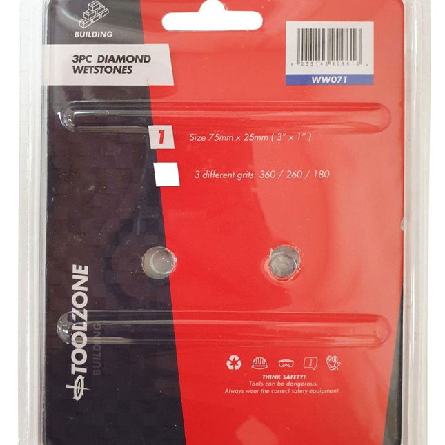 Whetstone Diamond 3PC 1 x 3 180 280 360 Grit - Toolzone KDPWW071