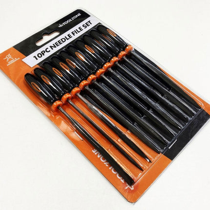 Needle File Set 10PC Bearing Steel Various Shapes With Pouch - Toolzone KDPWW084