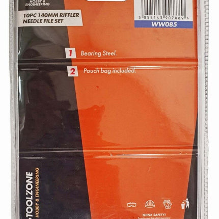 Needle File Set Riffler 10PC 140mm Various Shapes With Pouch - Toolzone KDPWW085