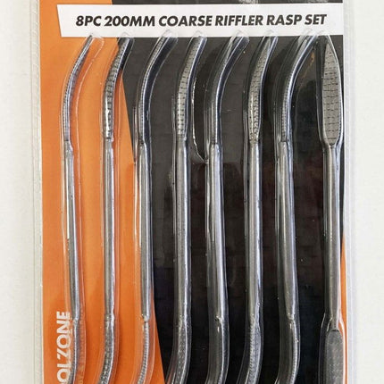 Riffler Wood Rasp Set 8PC 8 Double Ended Various Shapes With Pouch - Toolzone KDPWW098