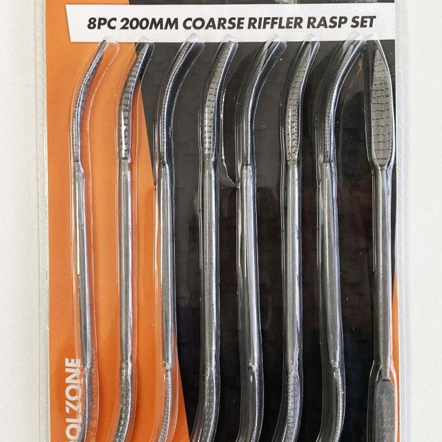 Riffler Wood Rasp Set 8PC 8 Double Ended Various Shapes With Pouch - Toolzone KDPWW098