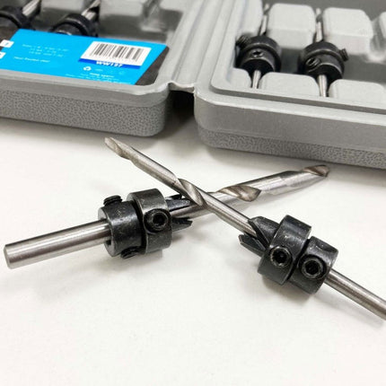 Tapered Countersink Drill Set 22PC Heat-treated Steel Sizes 1/8 To 7/32 - Toolzone KDPWW127