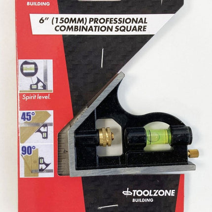 Combination Square 6 Aluminium Dual Marked Imperial Metric - Toolzone KDPWW144
