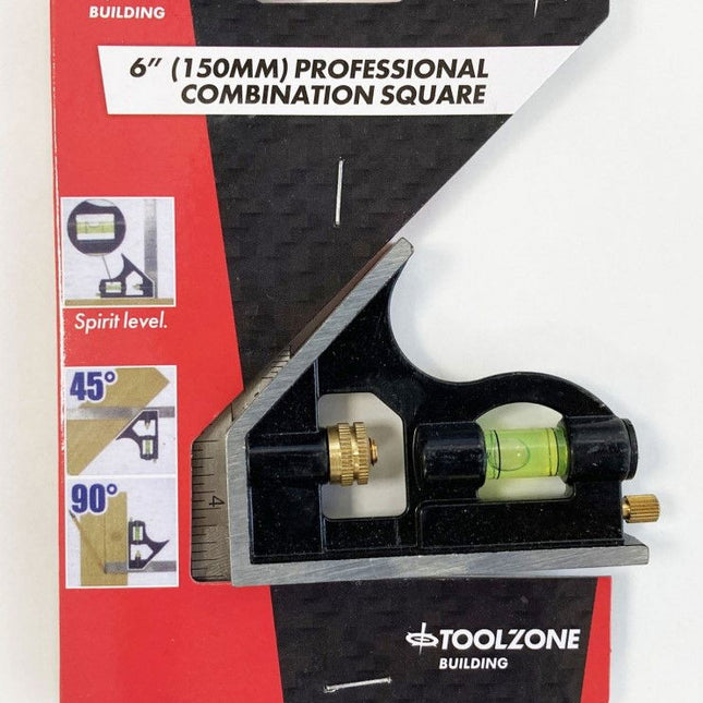 Combination Square 6 Aluminium Dual Marked Imperial Metric - Toolzone KDPWW144