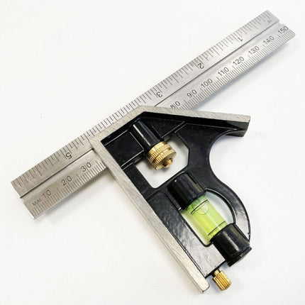 Combination Square 6 Aluminium Dual Marked Imperial Metric - Toolzone KDPWW144