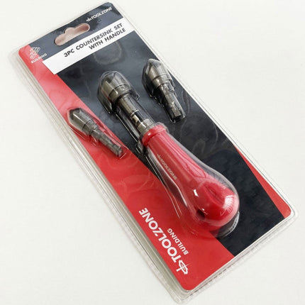 Countersink Set 3PC With Handle 12mm 16mm 19mm 1/4 Hex Shank - Toolzone KDPWW167