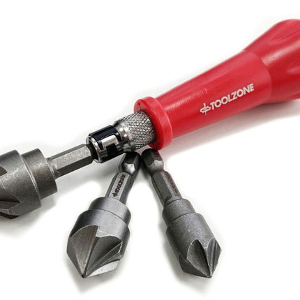 Countersink Set 3PC With Handle 12mm 16mm 19mm 1/4 Hex Shank - Toolzone KDPWW167