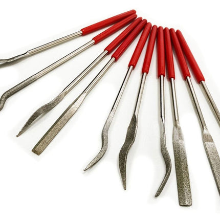 Diamond Riffler Needle Files 10PC 120 Grit With Pvc Handles - Toolzone KDPWW205