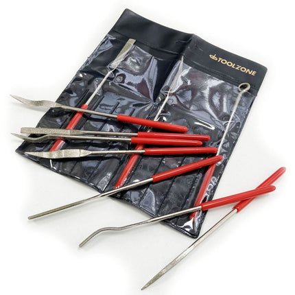 Diamond Riffler Needle Files 10PC 120 Grit With Pvc Handles - Toolzone KDPWW205