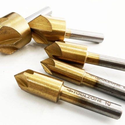 Countersink Set 5PC 8-19mm Carbon Steel Titanium Coated - Toolzone KDPWW208
