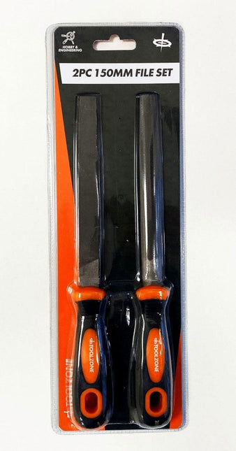 File Set 2PC 150mm T12 Soft Grip Flat And Half Round - Toolzone KDPWW210