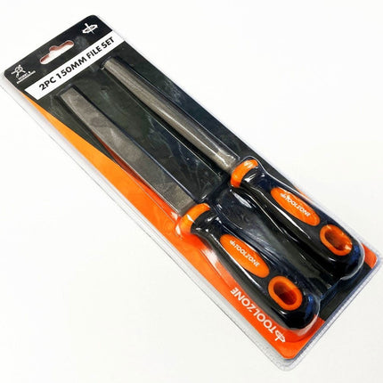 File Set 2PC 150mm T12 Soft Grip Flat And Half Round - Toolzone KDPWW210
