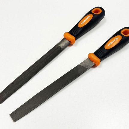 File Set 2PC 150mm T12 Soft Grip Flat And Half Round - Toolzone KDPWW210