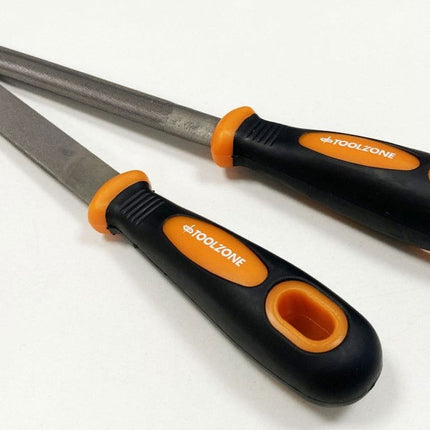 File Set 2PC 150mm T12 Soft Grip Flat And Half Round - Toolzone KDPWW210