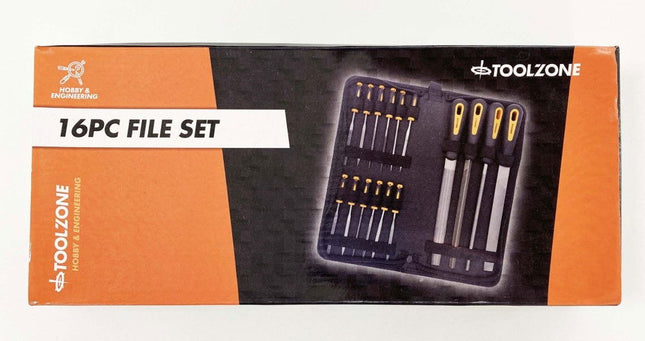 File Set 16PC With Carry Case 200mm And 100mm Bearing Steel Files - Toolzone KDPWW216