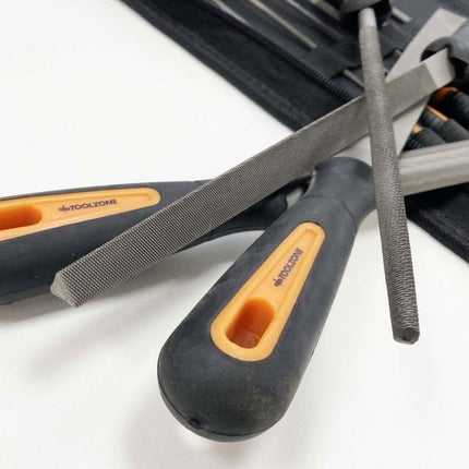 File Set 16PC With Carry Case 200mm And 100mm Bearing Steel Files - Toolzone KDPWW216
