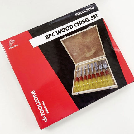 Wood Chisel Set 8PC 65mn Sizes 1/4-1-1/2 With Wooden Case - Toolzone KDPWW217