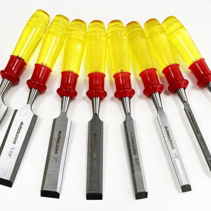 Wood Chisel Set 8PC 65mn Sizes 1/4-1-1/2 With Wooden Case - Toolzone KDPWW217