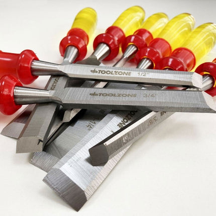 Wood Chisel Set 8PC 65mn Sizes 1/4-1-1/2 With Wooden Case - Toolzone KDPWW217