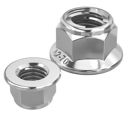 M8 x 1.25mm Flange Lock Nut Stainless Steel Pack Of 5pcs S304